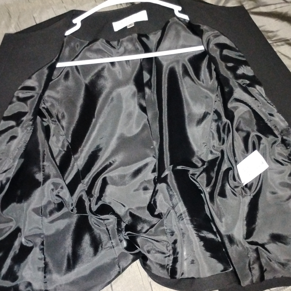 Stylish Blazer Kasper Cotton lined Kasper Open Blazer Woman’s 6P Black trim Ac - Picture 12 of 13